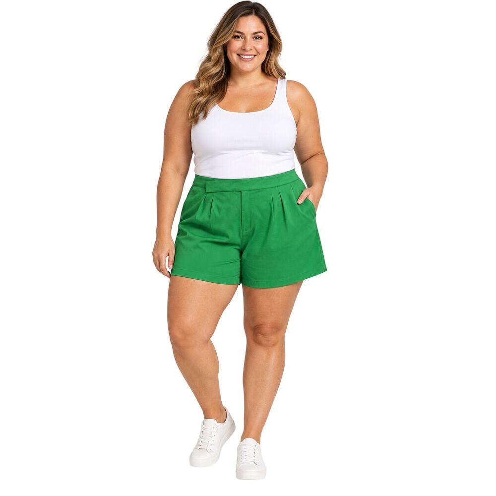 NWT future collective sz 26 lime green relaxed trousers pleated pull on elastic